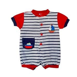 Le Top Vintage Nautical Sailboat Romper Size 3-6m